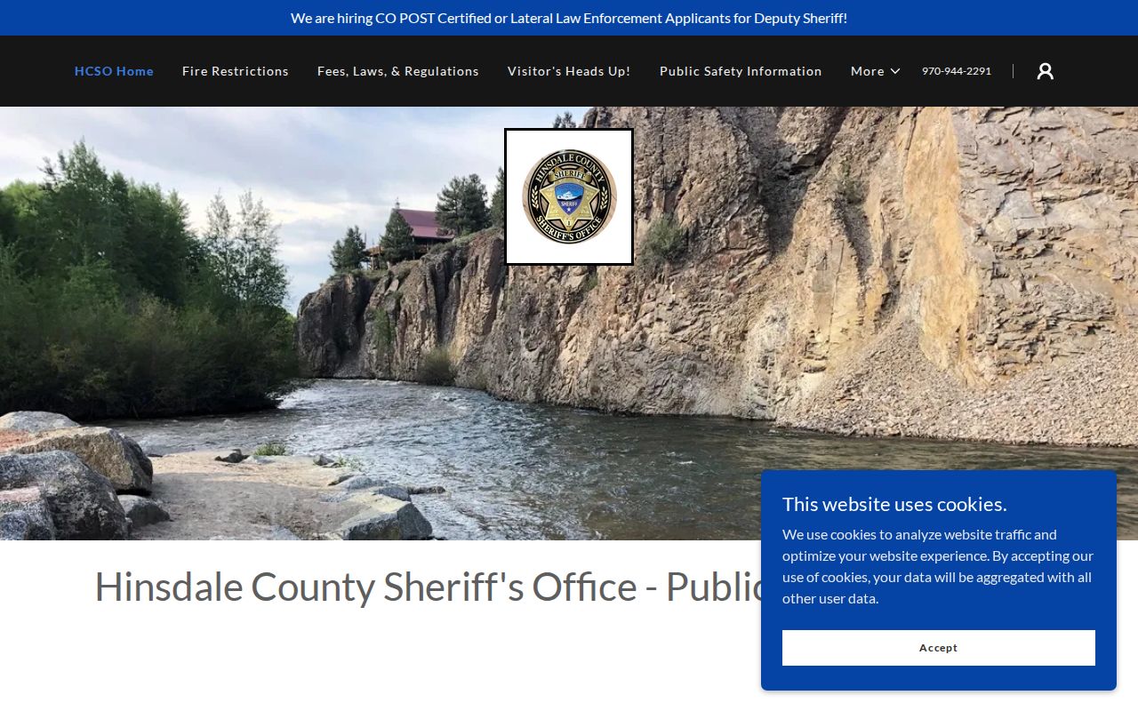 Hinsdale County criminal history sheriff records page