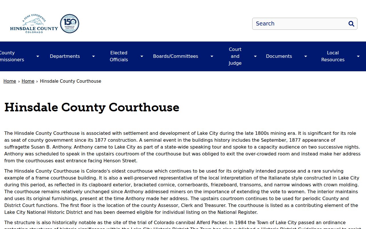 Historic Hinsdale County criminal records courthouse